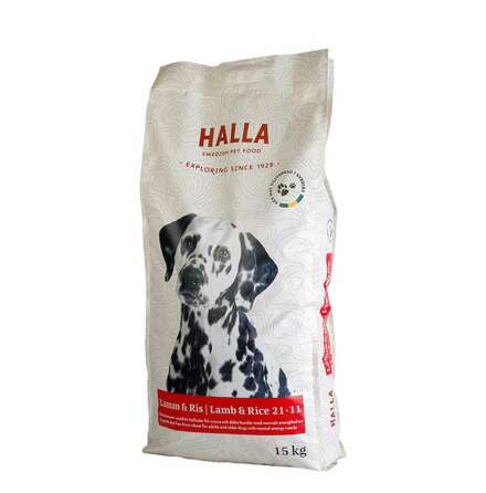 Hundfoder Halla Lamm & Ris 15 kg