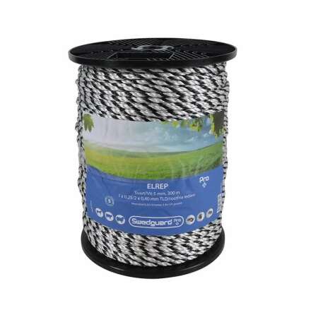 Elrep Pro+ 5 mm svart/vit 300 m 1x0,25/2x0,4 spole